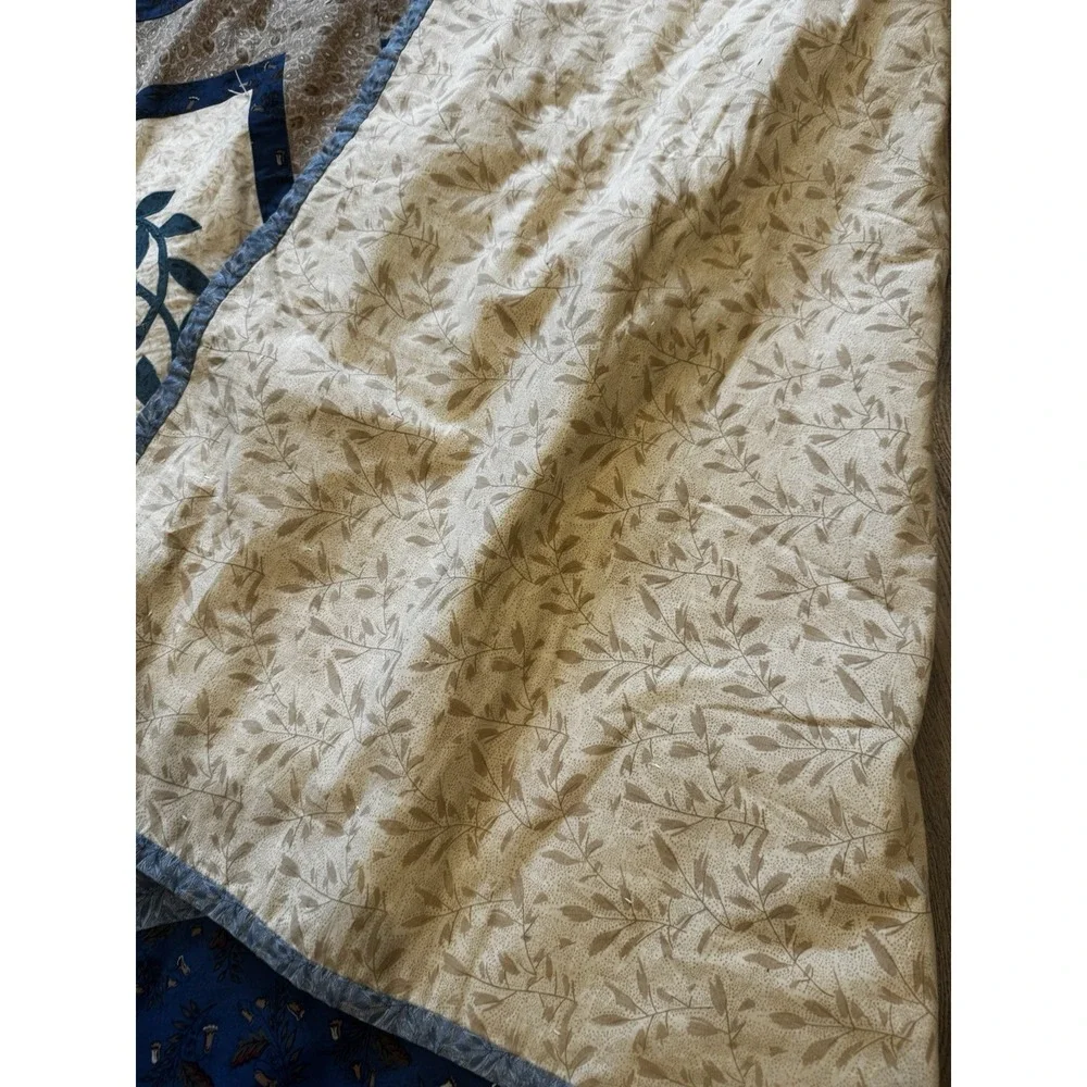 Vintage Handmade Applique Folk Art Quilt King Queen 106x89‎ Floral Country Home